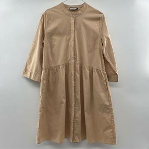 modest linen smock style midi dress